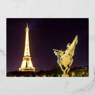 Bir-Hakeim bei der Nachtbrücke - Paris, Frankreich Folien Feiertagskarte