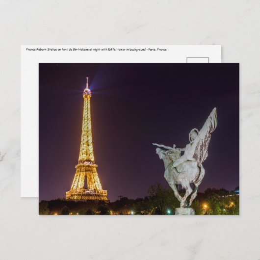 Bir-Hakeim bei der Nachtbrücke - Paris, Frankreich Postkarte (Vorne/Hinten)