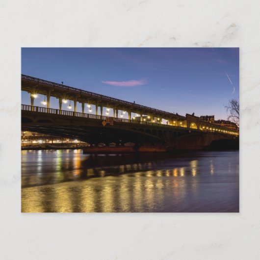 Bir-Hakeim-Brücke bei Morgendämmerung im Winter - Postkarte (Vorderseite)