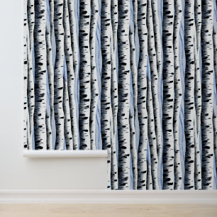 Birbäume Aquarellwald Tapete