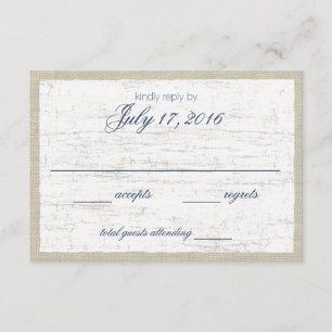 Birch Bark and Navy Blue Woodland Response Card RSVP Karte