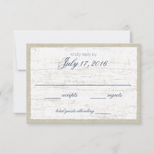 Birch Bark and Navy Blue Woodland Response Card RSVP Karte (Vorderseite)