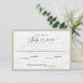 Birch Bark and Navy Blue Woodland Response Card RSVP Karte (Stehend Vorderseite)