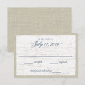 Birch Bark and Navy Blue Woodland Response Card RSVP Karte (Vorne/Hinten)