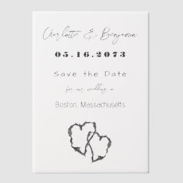 Birch Bark Carved Hearts Wedding Vellum Cards Pergament Einladungen