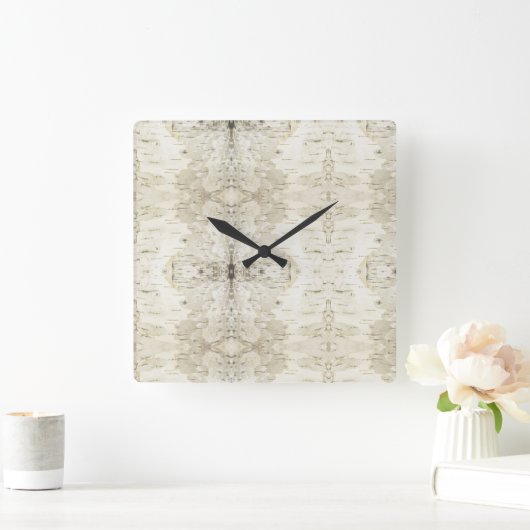 Birch Bark Clock Quadratische Wanduhr (Zuhause)
