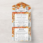 Birch Bark Fall Country Rustic Wood Blätter All In One Einladung (Innen Boden)