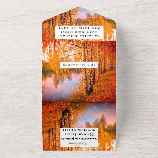 Birch Bark Fall Land Rustikale Holz Blätter alles All In One Einladung (Außenbereich)