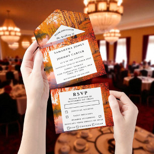 Birch Bark Fall Land Rustikale Holz Blätter alles  All In One Einladung