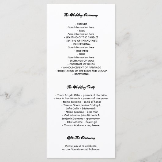 Birch Bark Heart Rustic Country Hochzeitsprogramme Programm (Rückseite)