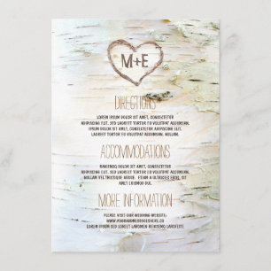 Birch Bark Heart Rustic Wedding Information Begleitkarte