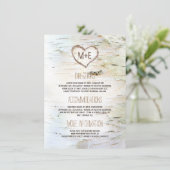 Birch Bark Heart Rustic Wedding Information Begleitkarte (Stehend Vorderseite)