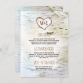 Birch Bark Heart Rustic Wedding Information Begleitkarte (Vorne/Hinten)