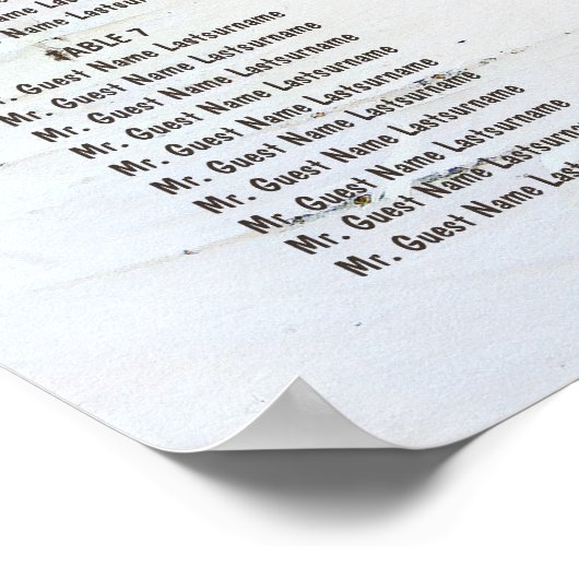 Birch Bark Heart Rustic Wedding Seekarte Poster (Ecke)