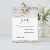 Birch Bark Heart Wedding RSVP Cards Karte (Stehend Vorderseite)