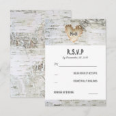 Birch Bark Heart Wedding RSVP Cards Karte (Vorne/Hinten)