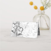 Birch Bark Initialen in herzen geteerten Platzkart Platzkarte (Vorderseite)