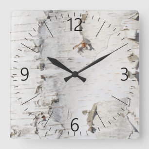 Birch bark pattern quadratische wanduhr