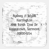 Birch Bark Rücksendeadresse Umschlag Aufklebers Quadratischer Aufkleber (Vorderseite)