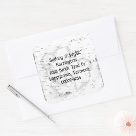 Birch Bark Rücksendeadresse Umschlag Aufklebers Quadratischer Aufkleber