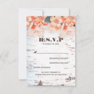 Birch Bark Rustic Country Wedding RSVP Cards