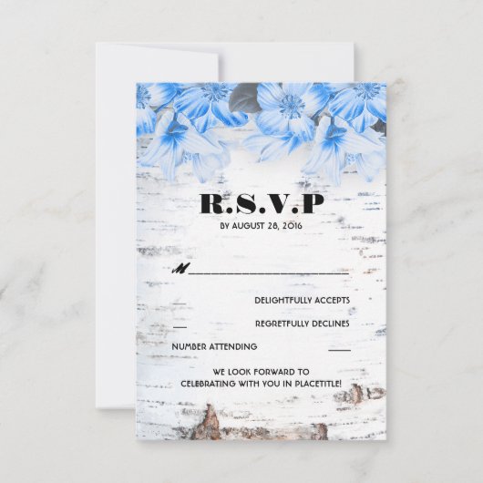 Birch Bark Rustic Country Wedding RSVP Cards Einladung (Vorderseite)