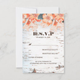 Birch Bark Rustic Country Wedding RSVP Cards Karte