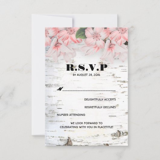 Birch Bark Rustic Country Wedding RSVP Cards Karte (Vorderseite)