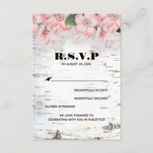 Birch Bark Rustic Country Wedding RSVP Cards Karte (Vorderseite)