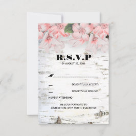 Birch Bark Rustic Country Wedding RSVP Cards Karte