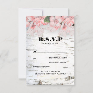 Birch Bark Rustic Country Wedding RSVP Cards Karte