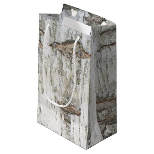 Birch Bark Rustic Kleine Geschenktüte (Vorderseite Schrägansicht)