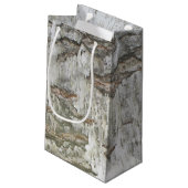 Birch Bark Rustic Kleine Geschenktüte (Rückseite Schrägansicht)