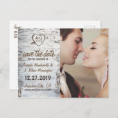 Birch Bark Rustic Tree Wedding Save the Date Cards Ankündigungspostkarte (Vorne/Hinten)