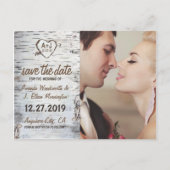 Birch Bark Rustic Tree Wedding Save the Date Cards Ankündigungspostkarte (Vorderseite)