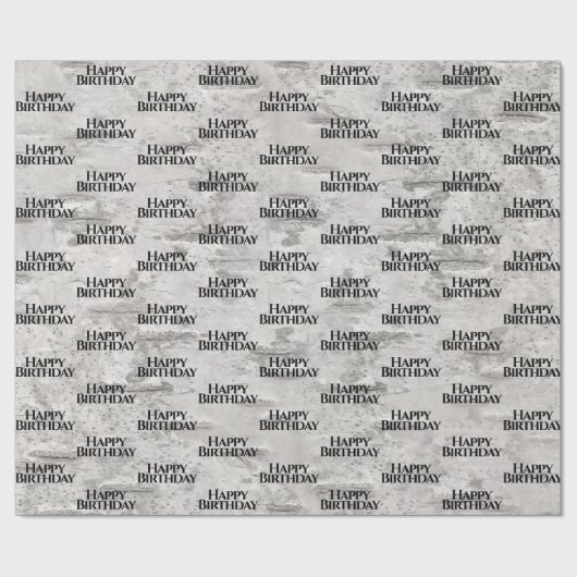 Birch Bark Texture Geburtstag Geschenkpapier (Flach)