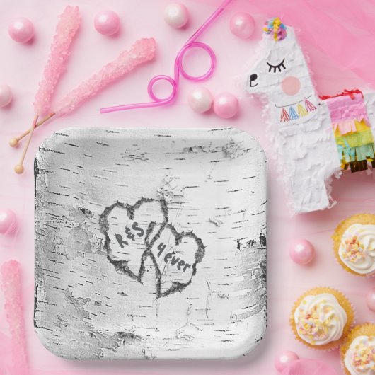 Birch Bark Tree Hörinitials Pappteller (Party)