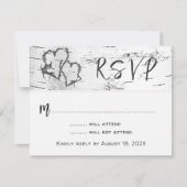 Birch Bark Wedding Hearts Response Card RSVP Karte (Vorderseite)