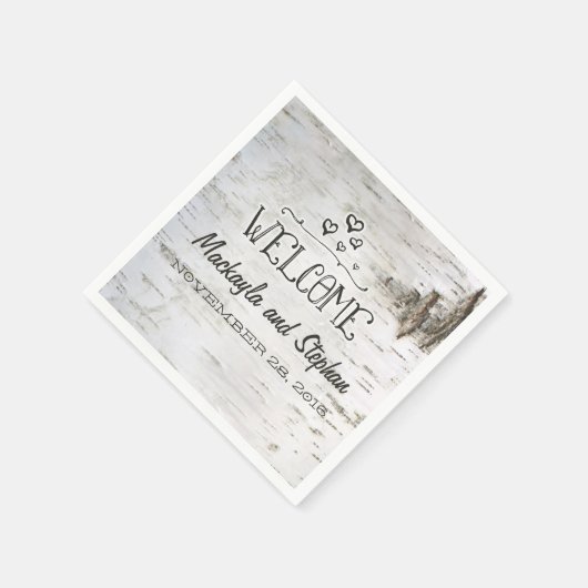 Birch Bark Wedding Serviette (Ecke)