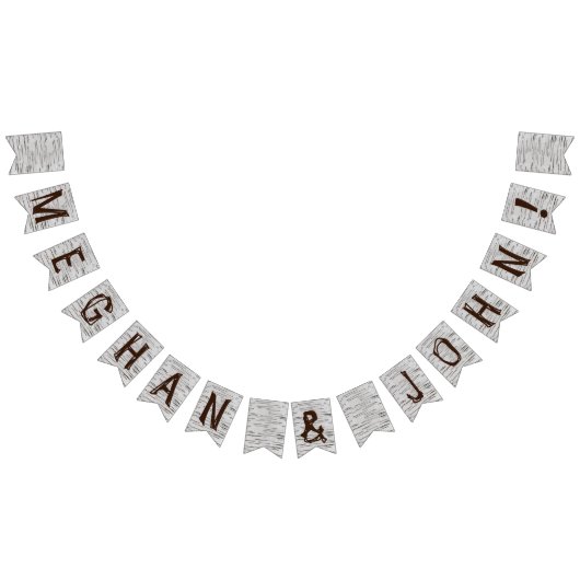 Birch-Baum-Herz Initialen rustikale Hochzeitsbanne Wimpelkette (Alle)