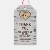 Birch Baum Herzinitis rustikale Hochzeit Danke Geschenkanhänger (Vorderseite)