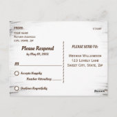 Birch-Baum-Herzinitis rustikale Hochzeit RSVP Postkarte (Rückseite)