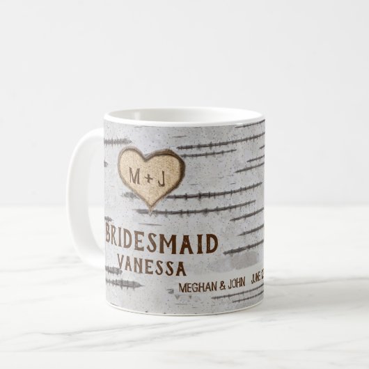 Birch Baum rustikale Hochzeit Bridesmaid Gefallen Kaffeetasse (Vorderseite Links)
