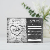 Birch-Baum rustikale Hochzeitskarten RSVP Karte (Stehend Vorderseite)