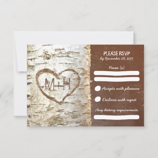 Birch-Baum rustikale Hochzeitskarten RSVP Karte (Vorderseite)