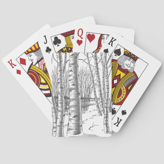 Birch Bäume im Winter Weihnachten Weihnachten Spielkarten (Rückseite)