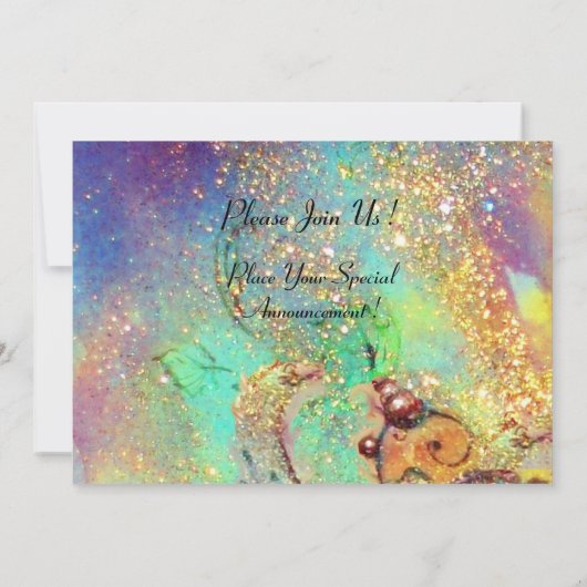 BIRCH BÄUME IN DER Toskana, blaugrüne Glitzern Einladung (Rückseite)