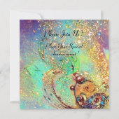 BIRCH BÄUME IN DER Toskana, blaugrüne Glitzern Einladung (Rückseite)