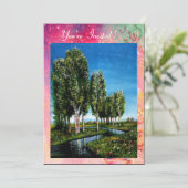 BIRCH BÄUME IN DER Toskana, grüne, rosafarbene Gli Einladung (Stehend Vorderseite)