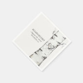 Birch Carved Heart Rustic Wedding Serviette (Ecke)